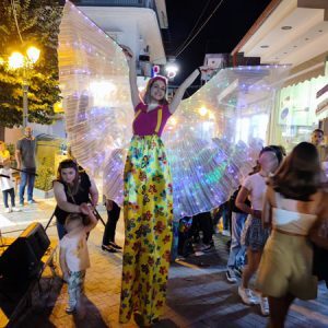 ξυλοπόδαρος με εντυπωσιακά φωτεινά φτερά σε Αποκριάτικη Παρέλαση
